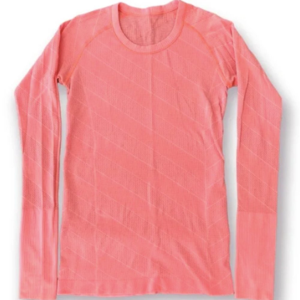 Lululemon Swiftly Tech Long Sleeve Shirt - Peach/Coral/Pink Colour